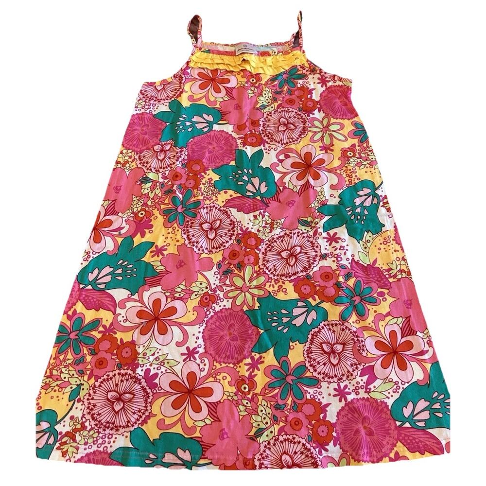 Hanna Andersson Dress Kids Sz 150 (12) Pink Floral Print Cotton Summer Sun Dress